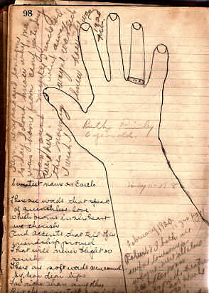 Knapp Family Journal - Hand tracing of Ruth Primley, six years old 1918
