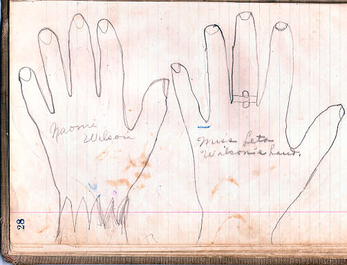 Knapp Family Journal hand tracings of Naomi Wilson and Leta Wilson