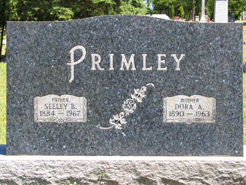 Tombstone of Seeley and Dora Primley, Peshtigo, Wisconsin