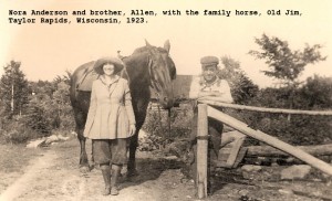 Nora and Allen Anderson with horse Old Jiim 1923