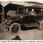 Allen Knapp in his used 1924 Ford in Wabeno, Wisconsin, c1930
