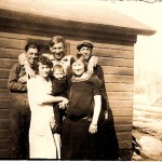 From top left, Ed Fugate, Lloyd, Melvin, mother Emma, and Nora Knapp holding little Glenn Knapp, Goodman Wisconsin c1924