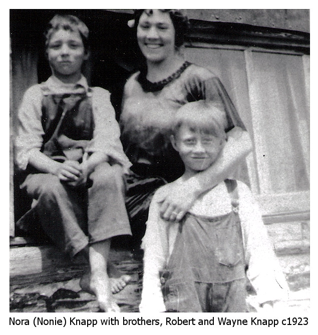 Nora Knapp with brothers, Robert and Wayne, circa 1923, Taylor Rapids, Wisconsin