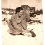 Nora Knapp with Pet Rabit, Taylor Rapids, Wisconsin circa 1926