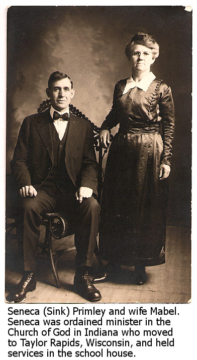 Seneca Primley and wife, Mabel, in Taylor Rapids, Wisconsin. Circa 1920