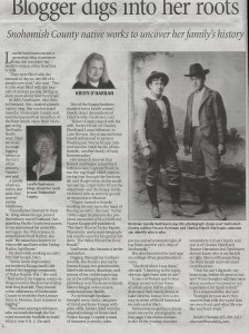 Part of the article by the Everett Herald on my family history in Snohomish County, Washington