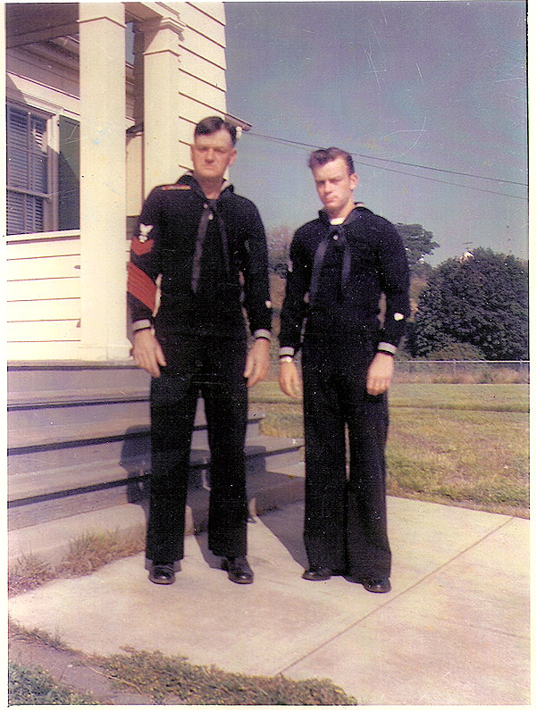 Two Howards, Howard West senior and junior in Coast Guard uniforms circa 1957