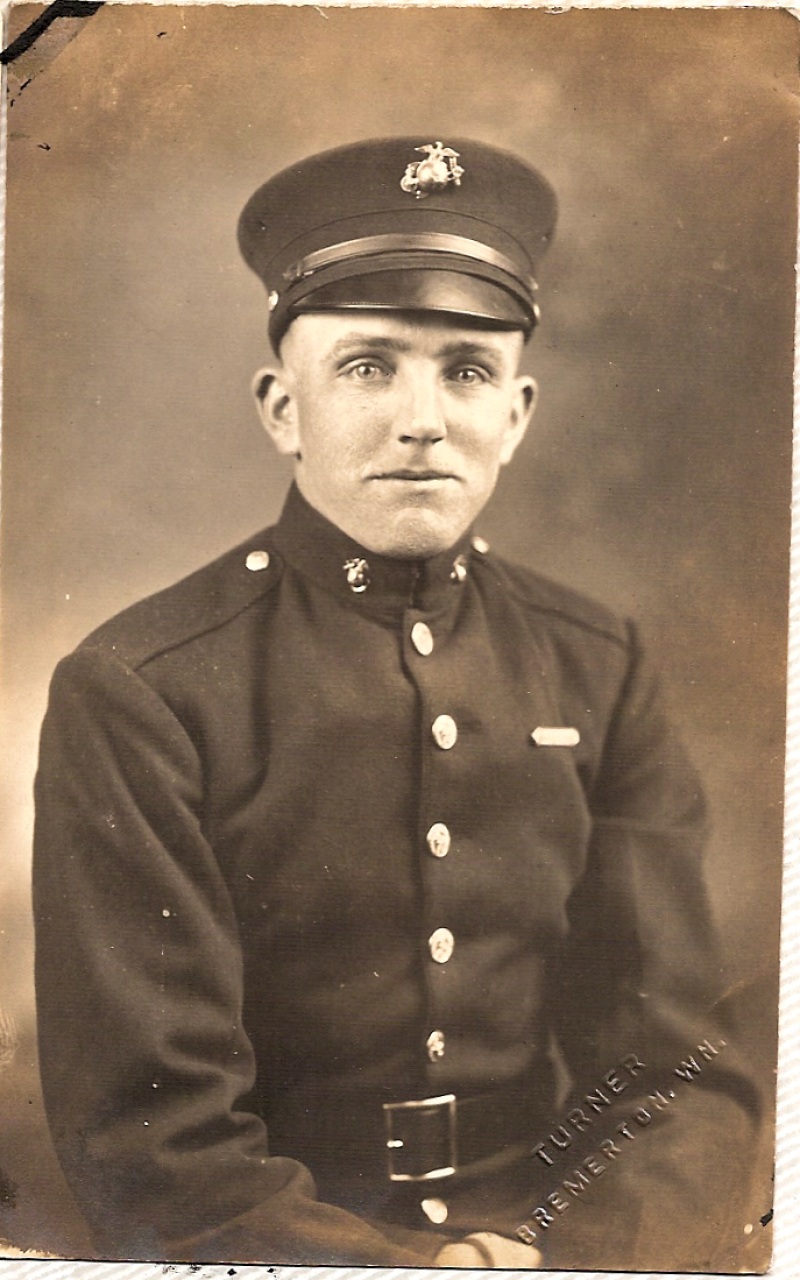 Howard William West Sr as a cadet circa 1925 - Bremerton, Washington - from family. From Howard W. West Sr. Photo Album.