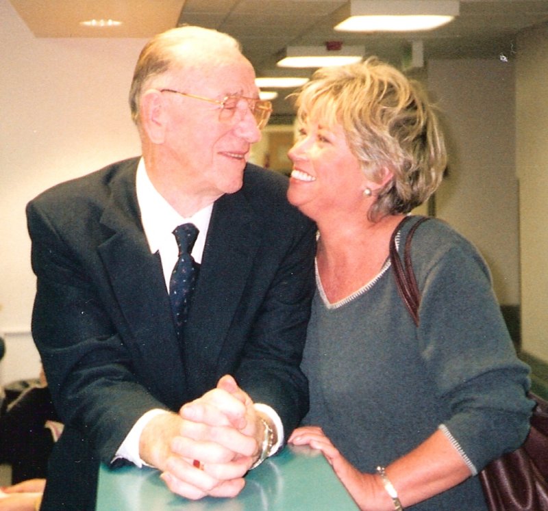 Wayne Knapp and daughter Sharon at hospital visiting mother Mrytle share a moment of love circa 1997
